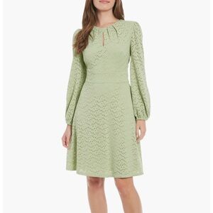 London Times Elegant Green Eyelet Dress